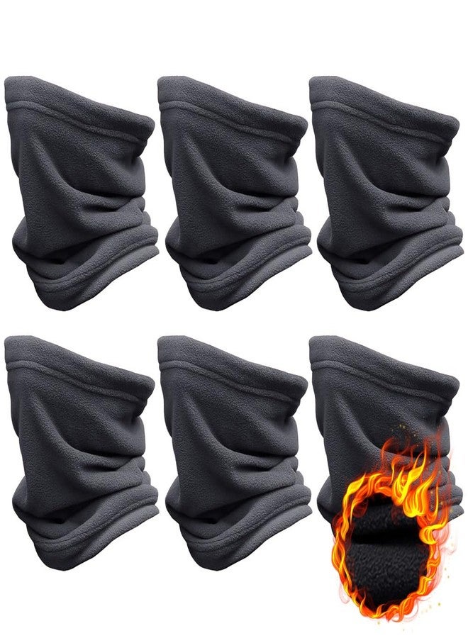 PuddingStation 6 Pieces Winter Neck Warmers Ski Face Mask Fleece Gaiter Windproof Face Covering Neck Gaiter Scarf (Black) (Dark Gray(6-pack)) - Image 1